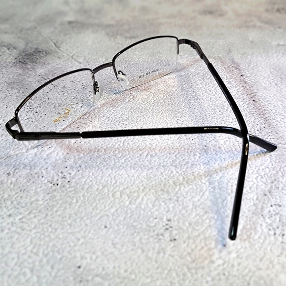 NEW STAINLESS STEEL Half Rim Rx'able Eyeglass Frame, glasses gunmetal 54-18-145 - Picture 3 of 5
